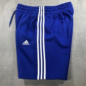 Adidas Sweat Shorts Men's Medium Blue Fleece 3-Striped Athletic Pockets Casual